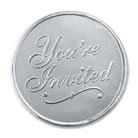 You're Invited Round Embossed Foil Seals, 48 Count (Silver)