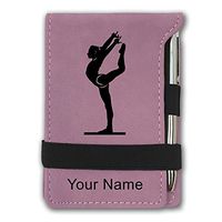 Mini Notepad, Gymnast Woman, Personalized Engraving Included (Pink)