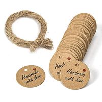 Warmshine 200 Pack Handmade with Love Labels Hang Tags Blank Kraft Paper Tags with 40m String