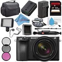 Sony Alpha a6500 Mirrorless Digital Camera with 18-135mm Lens ILCE-6500M/B + NP-FW50 Replacement Lithium Ion Battery + External Rapid Charger + Deluxe Cleaning Kit Bundle