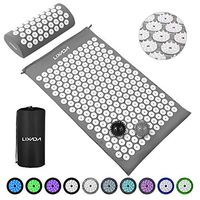 Lixada Acupressure Mat and Pillow Set with 2pcs Spiky Massage Balls for Back/Neck/Feet Pain Relief and Muscle Relaxation with Carry Bag (Grey&White)