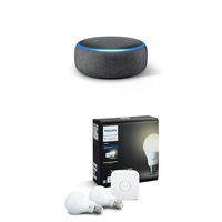 Philips Hue white 2 bulb starter kit with Echo Dot (3rd Gen) - Charcoal