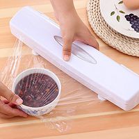 Easter Day Home Décor ， Cling Film Slicer Plastic Food Wrap Cling Film Dispenser Aluminum Foil Wax Paper Cutter Cut Box Kitchen Dining Bar - White