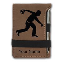 Mini Notepad, Bowler Bowling, Personalized Engraving Included (Dark Brown)