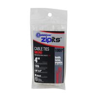 Cambridge ZipIts Multi Purpose Cable Ties Zip Ties 4 Inch 18 Lb 100 Pieces Mini/Lightweight Duty Natural