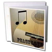 Gold Peace and Love Musical Guitar Art - Greeting Cards, 6 x 6 inches, set of 12 (gc_60865_2)