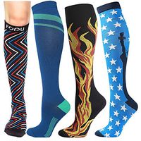 Wibsu 4/6 Pairs Nurse Compression Socks Women for Men 20-30mmhg Knee high Stockings,Running,Plantar Fasciitis,Thigh high,Wanderlust…