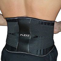 FlexzFitness Lumbar Support and Lower Back Brace - Includes Reusable Hot or Cold Pack for Back Pain Relief
