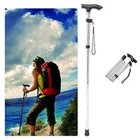 Walking Stick，Adjustable Folding Self Standing Walking Cane Lightweight Walking Stick with LED Light and Cushion Handle for Men and Women (Silver Without LED Light)