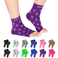 NEWZILL Plantar Fasciitis Socks with Arch Support, Best 24/7 Foot Care Compression Sleeve, Eases Swelling & Heel Spurs, Ankle Brace Support, Increases Circulation (L/XL, Purple w White Dots)