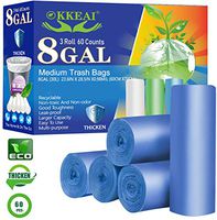 OKKEAI 8 Gallon Kitchen Trash Bags Biodegradable Garbage Bags Thicker 0.98 MIL Recycling Bags Large Wastebasket Liners for Home Office, Lawn,Bathroom,60 Count (Fits 7-10 Gallon Bins)