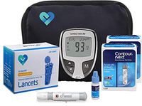 O'WELL Contour NEXT EZ Blood Glucose Monitoring Kit | Starter Kit + 100 Refills | Contour EZ Meter, 100 Test Strips, 100 O'WELL Lancets, Lancing Device, CONTROL SOLUTION, Log Book, Manual & Carry Case