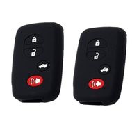 A Pair Black 4 Buttons Key Shell Remote Jacket Fob Key Holders Covers Keychain for Toyota Camry RAV4 Avalon Highlander