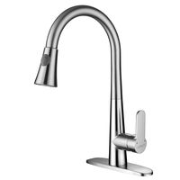 LUTAVOY Single Handle Kitchen Faucet Brushed Nickel Kitchen Sink Faucets with Sprayer Lead Free Brass(D0651)