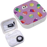 Portable Contact Lens Case Box Travel Kit Mirror + Bottle + Tweezers Container Holder [ Doodle Girls Colorful ]
