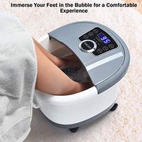 Foot Spa Bath Massager with Bubbles Jet &Red Light, Frequency Conversion, Foot Bath Massager, Adjustable Temperature &Time, Foot Tub, LED Display &Automatic Drain, 16 Roller Massage Points, Gray