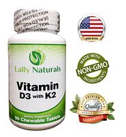Pure Vitamin D3 with K2 - (MK 7) Dietary Supplement - Non-GMO - Cholecalciferol Vitamin D3 2000iu Vegetarian Complex - K2 Vitamin Supplement - Strong Bones & Healthy Heart - 90 Chewable Tablets