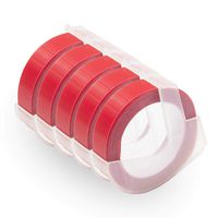 Replacement for DYMO 3D Embossing Tape 520103 Red Tape Compatible with Dymo Organizer Xpress 12965, Office-Mate II 154000, 3/8 inch (9mm) x 9.8 Feet(3m), 5 roll