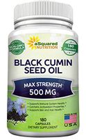 Pure Black Cumin Seed Oil 500mg - 180 Capsules - Cold Pressed Black Seed Oil (Nigella Sativa) Supplement Pills to Support Skin & Hair Health - Virgin & First Pressing - Non-GMO