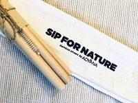 Sip for Nature - Reusable 8" Bamboo Straws in Pouch with Cleaner (5 Straws)