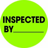 Tape Logic Circle Label, Legend"Inspected By", 1" Diameter, Fluorescent Green, Roll of 500 (DL1265)