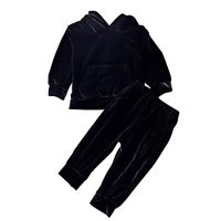 Clothful  for 0-4 Years Old Kids Outfits,Toddler Kids Baby Girl Boy Long Sleeve Soft Solid Hooded Pullover+Pant Outfit (6-12 Months, Black)