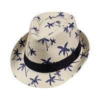 QIUUE 2020 Unisex Top Gangster Cap Beach Sun Straw Hat Band Sunhat Outdoor Cap (Beige 1)