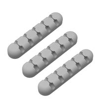 ORICO Cable Management Cord Organizer 5 Channel Desk Cable Clips Wire Cord Holder for Power Cords and Charging Accessory Cables, Mouse Cable, PC, Office and Home (Gray, 3 pcs)