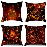 LLJEkieee 4PCS Halloween Pillow Covers 17.8" x 18 Halloween Decorations Decorative Throw Pillow Case Square Cushion Cover Sofa Indoor Outdoor Home Décor (D)