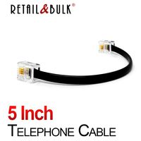 Premium Quality Telephone Cable, RJ11 Male to Male 6P4C Phone Line Cord. Made in USA by Retail&Bulk (5 Inch, Black)