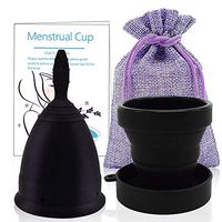 TIMKDLE Reusable & Comfortable Women's Silicone Menstrual Period Cup Set with Collapsible Silicone Foldable Sterilizing Cup (Large)
