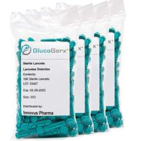 GlucoGorx® Sterile Lancets - Provides Safe Twist Top Teal Lancet - 4X 100 Count Bag (33 Gauge) for Blood Glucose Testing for Blood Sugar with Alternate Site Testing on Forearm, Palm or Finger