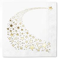 Napkins Stars Party 100 Pack Gold Foil Cocktail Disposable Paper Supplies