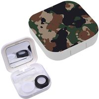 Portable Contact Lens Case Box Travel Kit Mirror + Bottle + Tweezers Container Holder [ African Woodland Camouflage ]
