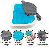 Orthopedic Gel Comfort Memory Foam Seat Cushion, Office Chair Wheelchairs and Car Gel Seat Pads, For Coccyx Lower Back Support, To Relieve Back & Tailbone Pain and Sciatica (Grey)
