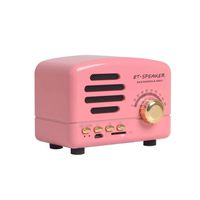 Yooha Mini Bluetooth Speaker, Retro Vintage Portable Wireless Speaker with TF Card Slot, Super Bass Stereo AM FM Radio MP3 Player Speaker for for Travel, Home, Office, Beach, USB Rechargeable(Pink)