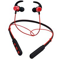 KAKOM Bluetooth Headphones, Wireless Neckband Headset, Deep Bass Magnetic Sport Earphones, Noise Cancelling Earbuds w/Mic for Workout, Running and Gym (Red-Black)