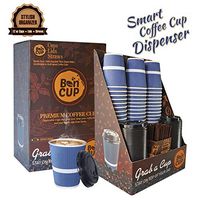 Bencup Disposable Coffee Cups - 75-Pack Paper Coffee Cup Set With Lids And Straws - 12 oz Cold & Hot Beverage To go Mugs In Smart Dispenser Box - Eco-friendly Drink Lid Cups for Office & Party