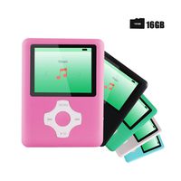 Ultrave MP3/MP4 Player with 16G SD Card, Portable Lossless Sound Player, Rechargeable MP3 Player, Also Support Ebook, Image, 1.8 inches LCD Screen MP3 Music Player - Pink+White