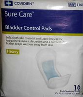 Sure Care Unisex Incontinent Pad 4 X 12-1/2 Inch Contoured 1140A 16/ Bag