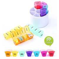 Daily Weekly Pill Organizer Box with Clear Case, 7 Day Prescription Medicine Weekly Pill Organizer with Snap Lids, 4 Times a Day Vitamin Fish Oil Compartments Container