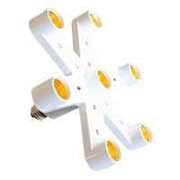 7-in-1 Light Socket Splitter Ship from US E27 Base Adapter Converter LED Lamp Bulb Holder for Home Office Studio (White)