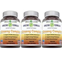 Amazing Nutrition Ginseng Complex - 1000 mg per Serving, 120 Capsules Per Bottle - Supports Healthy Immune Function, Brain Health, Promotes Energy Performance, Pack of 3 Bottles