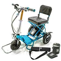 TRIAXE Sport Foldable Electric Mobility Scooter + Cane & Cup Holder - Blue