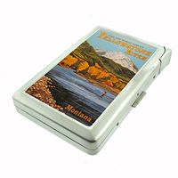 Perfection In Style Metal Cigarette Case with Built in Lighter Vintage Fishing Design 013