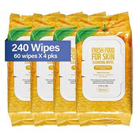 Refreshing Body Hand Face Wipes Cleansing Cloths 240 wipes alcohol-free wipes help to reduce the risk of cross contamination Restroom User friendly Hypoallergenic Fresh Scent (Orange/240 wipes)