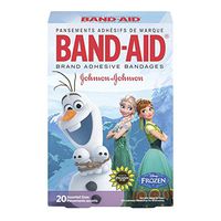 Johnson and Johnson Band-Aid Brand Disney Frozen Adhesive Bandages Assorted Sizes 20 ct Box - 24 per case.