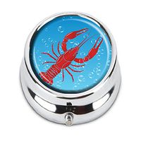 Guojew Boiled red crayfish Custom Fashion Round Pill Box Tablet Holder Pocket Purse Organizer Case Decoration Box