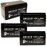 4 Pack Replacement for Werker WKA12-1.3F Battery - Replacement UB1213 Universal Sealed Lead Acid Battery (12V, 1.3Ah, 1300mAh, F1 Terminal, AGM, SLA) - Includes 8 F1 to F2 Terminal Adapters