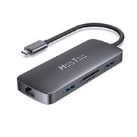 HooToo USB C Hub, 8-in-1 USB C Adapter with 4K HDMI, 100W Power Delivery, USB 3.0 Ports, 1Gbps Ethernet Port and SD/TF Card Readers for MacBook/Pro/Air, Type-C Laptops, iPad Pro and More- Space Grey